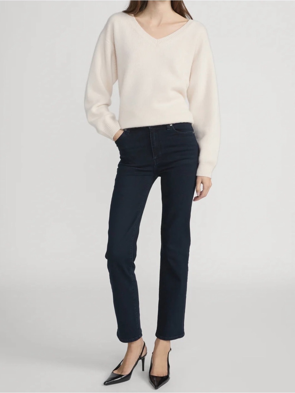 Washed Black Straight-Leg Jeans